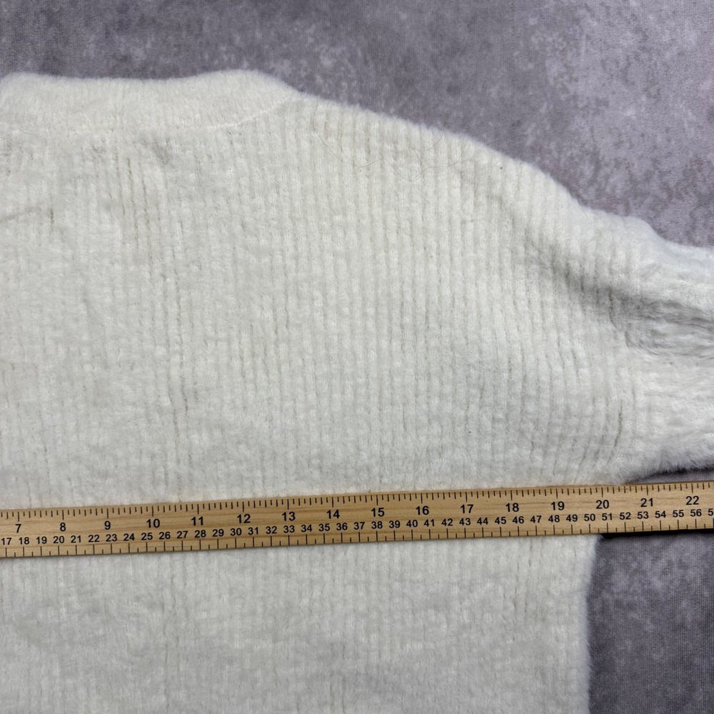 Abercrombie & Fitch Soft AF Sweater Womens S Cream Fuzzy Ribbed Knit Pullover - Picture 5 of 6